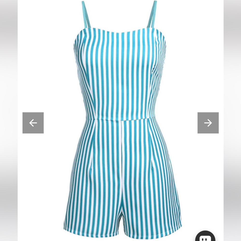 Retro stage TURQUOISE 1950S STRIPES ROMPER & SKIRT - Picture 6 of 14